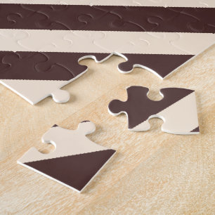Antikweiß und Kaffebraun diagonale Streifen Puzzle