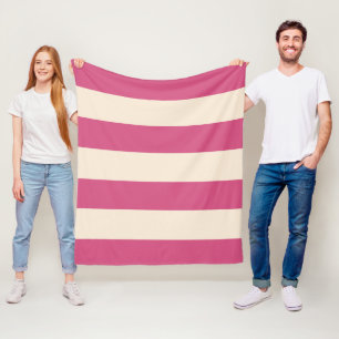Antikweiß und Mystic Pink Streifen Fleecedecke