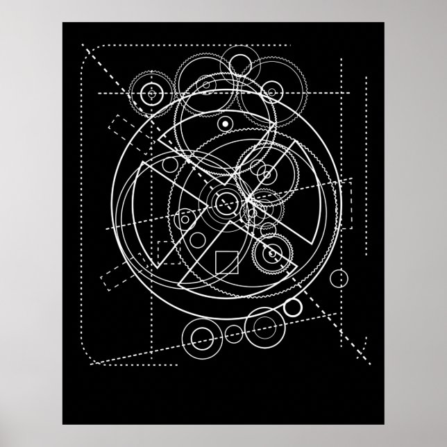 Antikythera Mechanism Drawing Poster (Vorne)