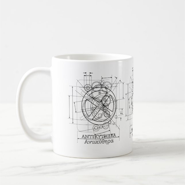 Antikythera-Mechanismus Zeichnend Kaffee-Tasse Kaffeetasse (Links)