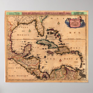 Antillen Danckerts, Cornelius 1680 Poster