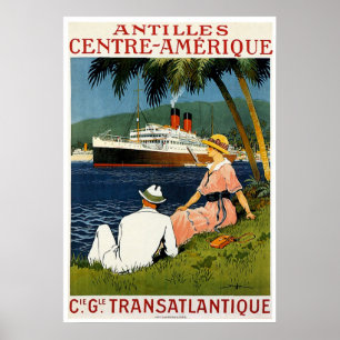 Antillen Zentralamerika Vintage Schiffsreise Poster