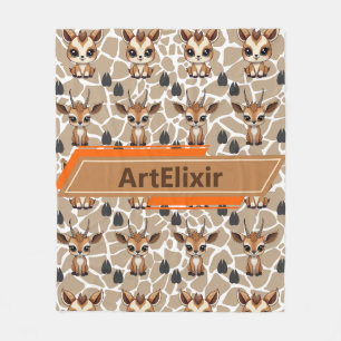 Antilope Cute Baby Kawaii Brauner Druck  Fleecedecke