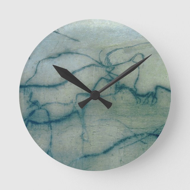 Antilope und Bison, Perigordian (Höhlenmalerei) Runde Wanduhr (Vorderseite)