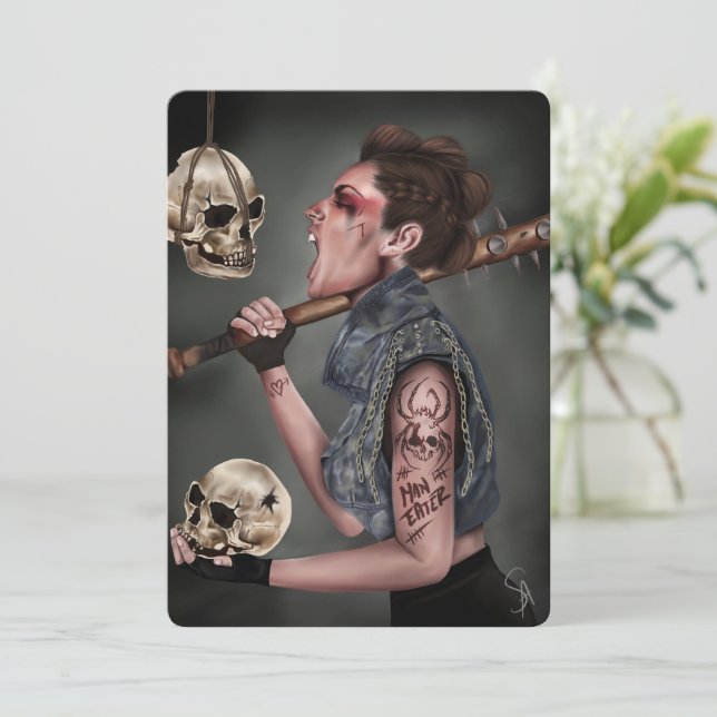 Antimainstream Weihnachtskarte - Digital Art Punk Feiertagskarte (Stehend Vorderseite)