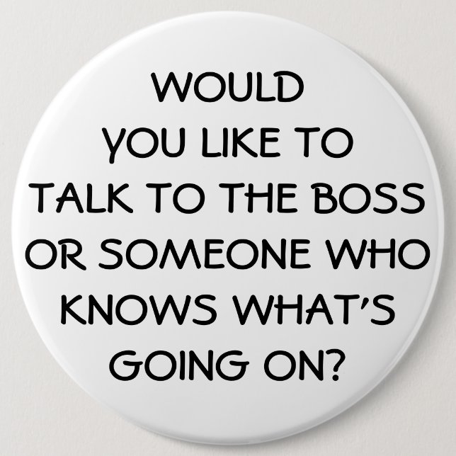 Antimanagement-lustiger Chef-Angestellter Button (Vorderseite)