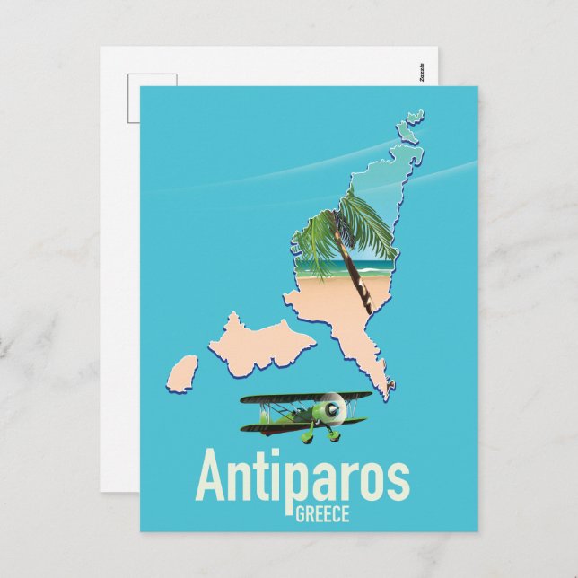 Antiparos-Griechenland-Reisekarte Feiertagspostkarte (Vorne/Hinten)