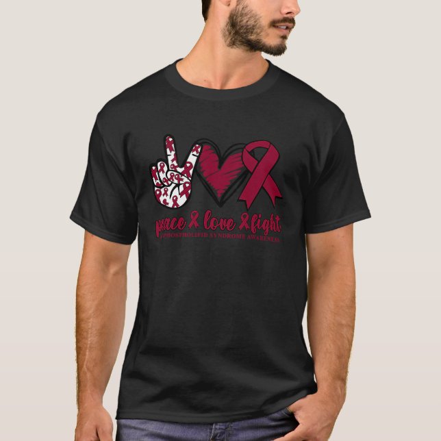 Antiphospholipid Syndrome Burgundy Ribbon Peace Lo T-Shirt (Vorderseite)