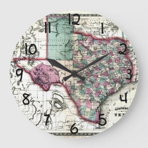 Antiquarian-Karte 1866 von Texas durch Schönberg  Große Wanduhr