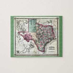 Antiquarian-Karte 1866 von Texas durch Schönberg Puzzle