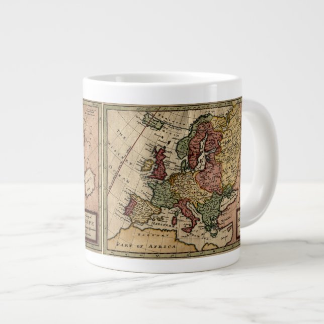 Antiquariat 1721 Karte Europas von Herman Moll Jumbo-Tasse (Vorderseite Rechts)