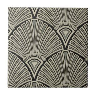 antiquarisch, Jugendstil, beige, grau, Art Deco, f Fliese