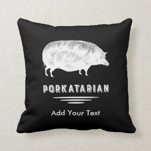 Antiquarischer Schweinespeckliebhaber Porkatarian  Kissen