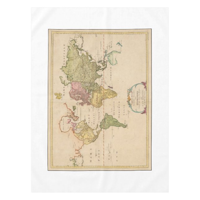 Antique 1783 Zoological World Map Tablecloth Tischdecke (Vorderseite)
