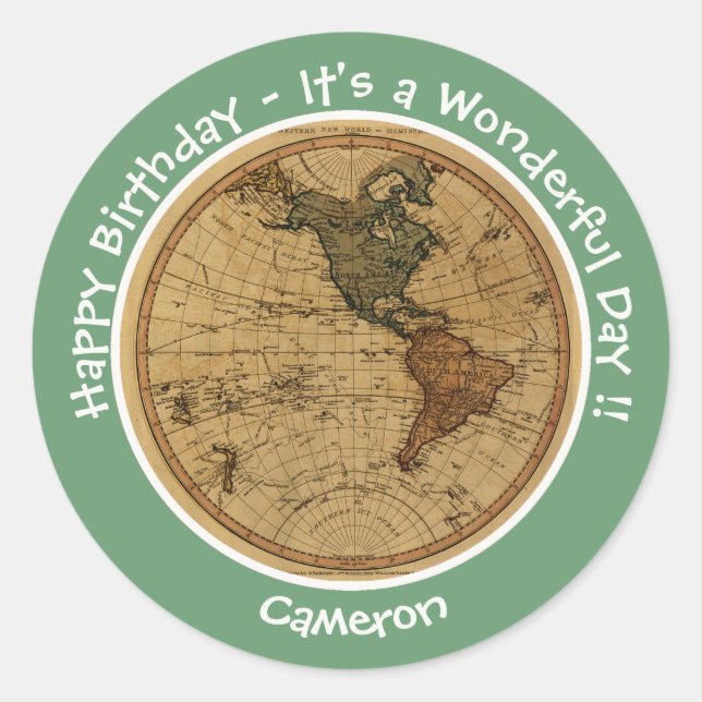 Antique 1786 Western Hemisphäre Karte Themenpartei Runder Aufkleber (Vorderseite)