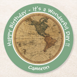 Antique 1786 Western Hemisphäre Karte Themenpartei Runder Pappuntersetzer