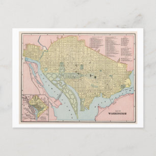 Antique 1899 Map of Washington, DC, Postkarte