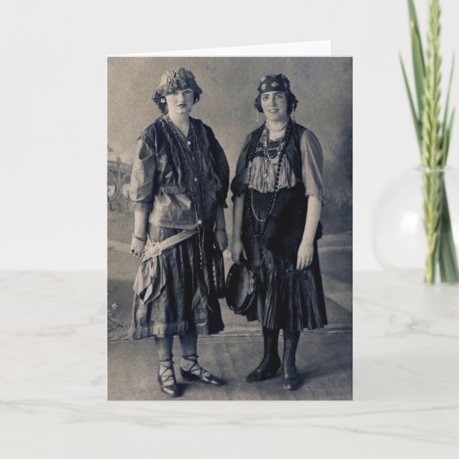 Antique 1920er Frauen in Sinti und Roma Kostümen Karte (Vorderseite)