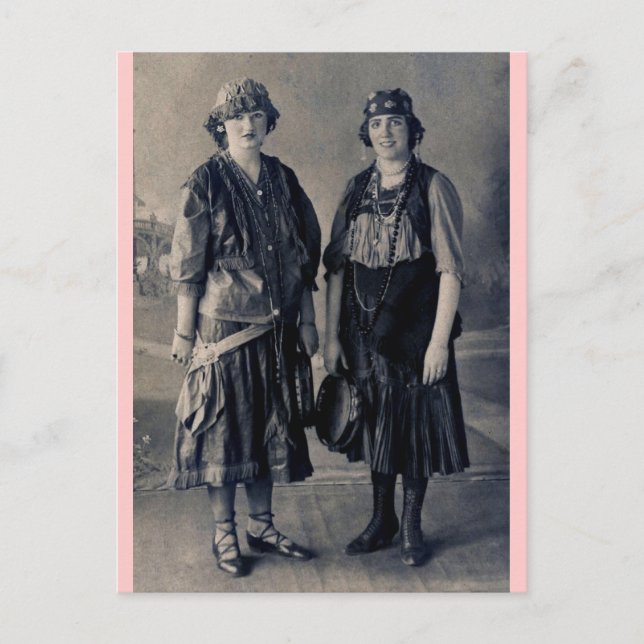Antique 1920er Frauen in Sinti und Roma Kostümen Postkarte (Vorderseite)