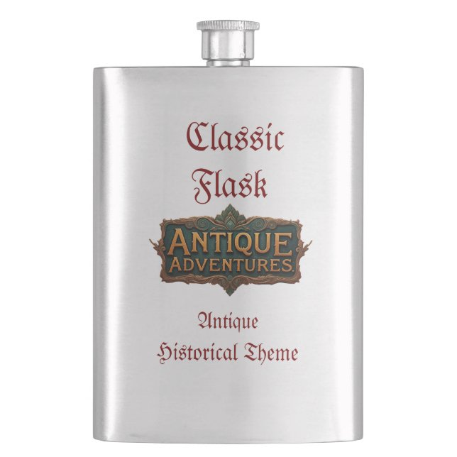 Antique Adventures Typografy Art Zeitlos - Flachmann (Vorderseite)