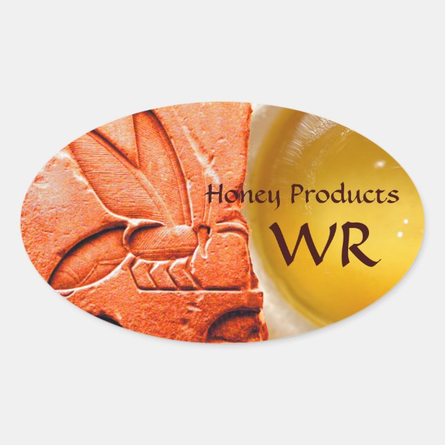 ANTIQUE ÄGYPTISCHE HONEY BIE BEEKEEPER LIEFERUNGEN OVALER AUFKLEBER (Vorderseite)