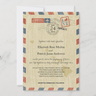 Antique Airmail Hawaii Einladung zur Hochzeit