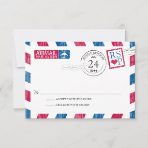 Antique Airmail Wedding RSVP Karte