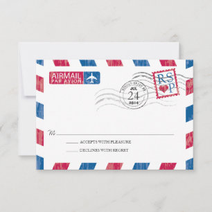 Antique Airmail Wedding RSVP Karte