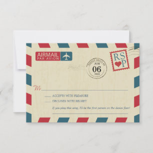 Antique Airmail Wedding RSVP Karte