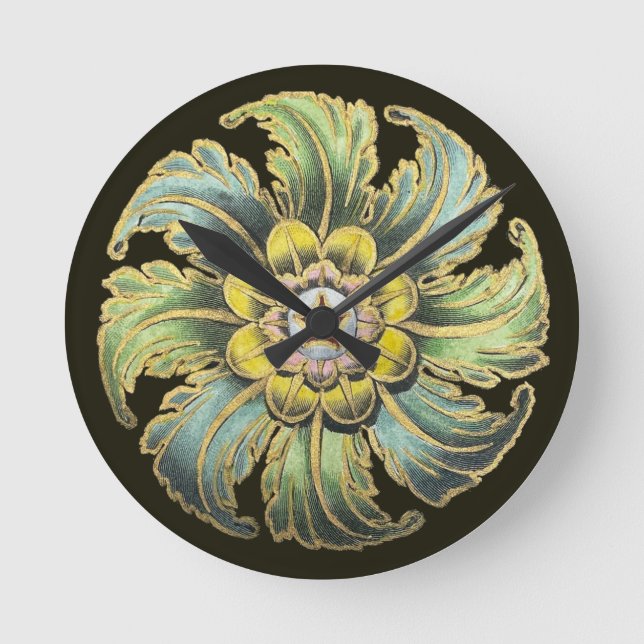 Antique Architectural Rosette Nr. 1 Runde Wanduhr (Vorderseite)