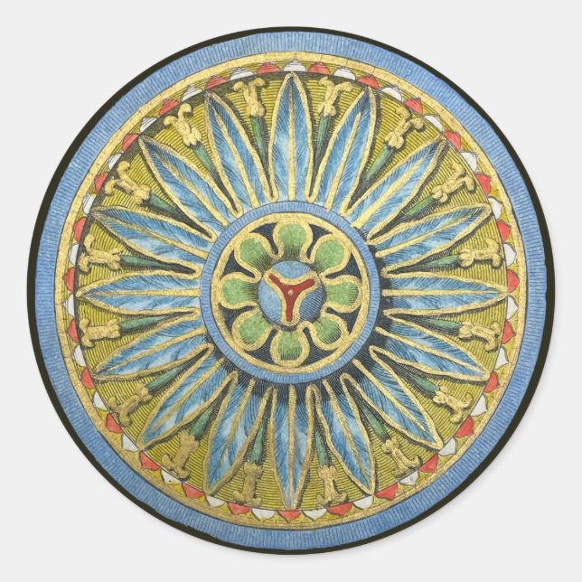 Antique Architectural Rosette Nr. 2 Runder Aufkleber (Vorderseite)