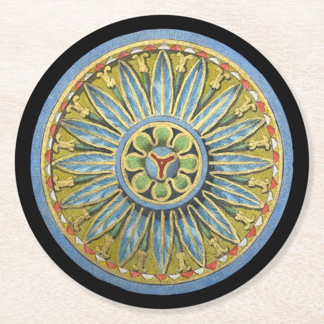 Antique Architectural Rosette Nr. 2 Runder Pappuntersetzer (Vorderseite)