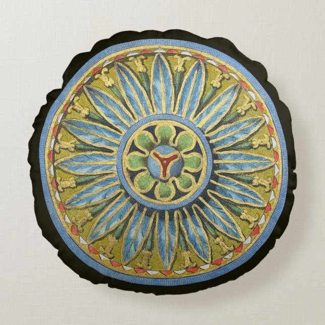 Antique Architectural Rosette Nr. 2 Rundes Kissen (Vorderseite)