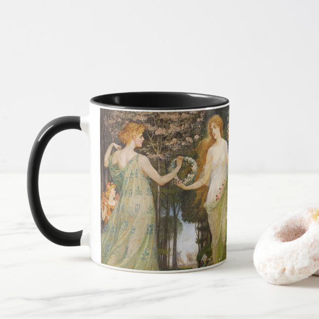 Antique Art Nouveau Four Seasons by Walter Crane Tasse (Mit Donut)