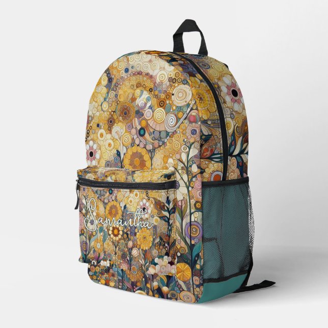 Antique Art Nouveau Style Feine Malerei Bedruckter Rucksack (Rückseitige Ecke Rechts)