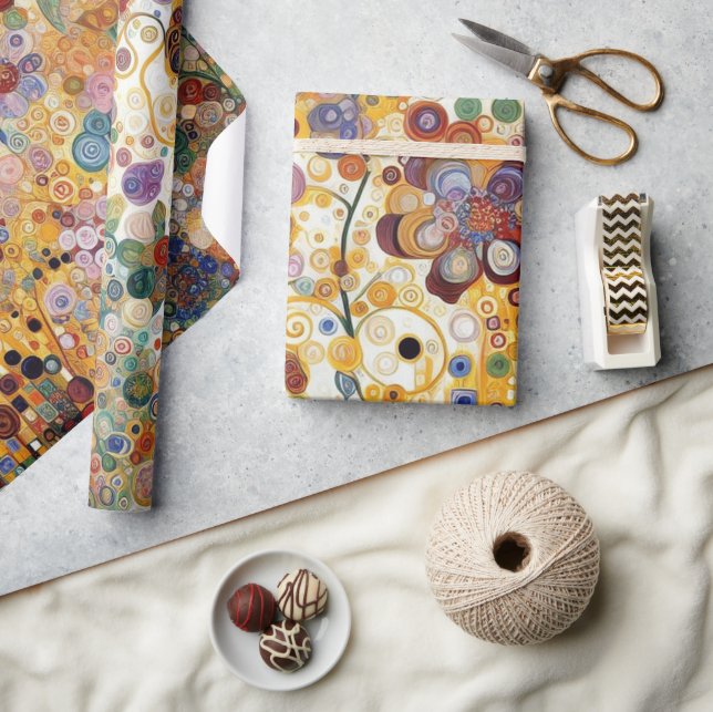 Antique Art Nouveau Style Feine Malerei Geschenkpapier (Kunsthandwerk)