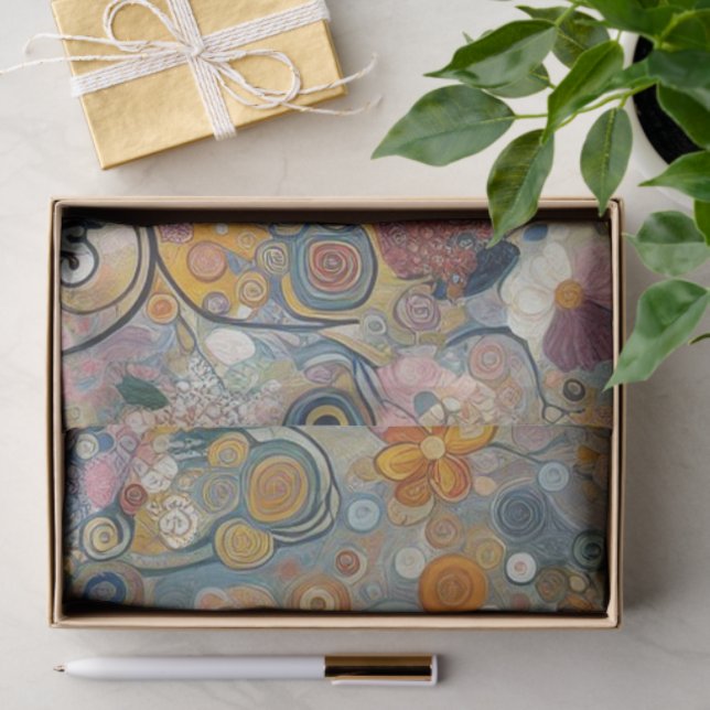 Antique Art Nouveau Style Feine Malerei Seidenpapier (Geschenk)