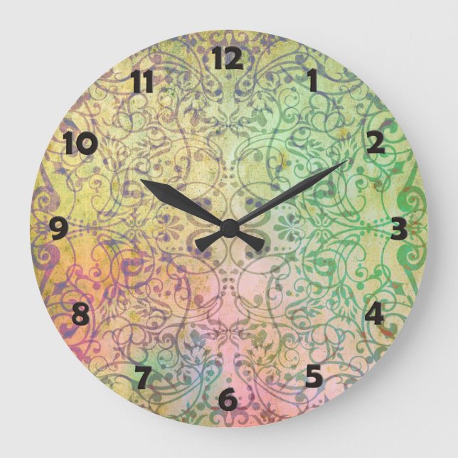 Antique ARTs Ornament Pattern für Ihr Design Große Wanduhr (Vorderseite)