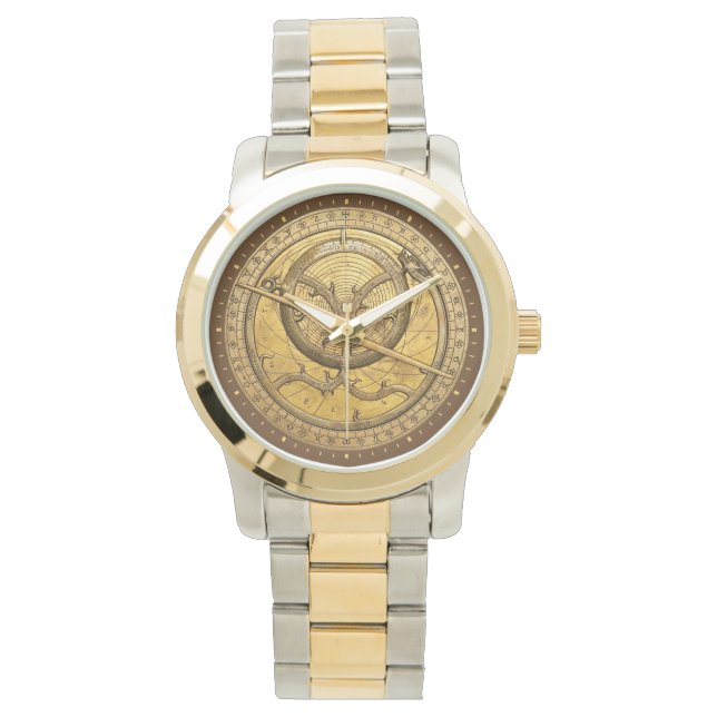 Antique Astrolabe Zwei-Tonen-Uhr Armbanduhr (Vorderseite)