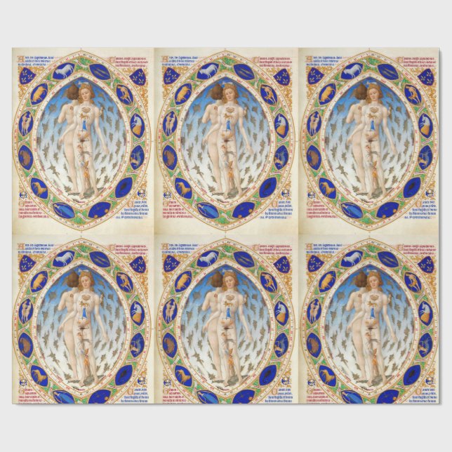 ANTIQUE ASTROLOGIE UND ZODIAKALE ZEICHEN GESCHENKPAPIER (Flach)