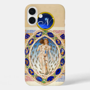 ANTIQUE ASTROLOGIE, ZODIAKALE SIGNS BLUE GEM MONOG iPhone 16 PLUS HÜLLE