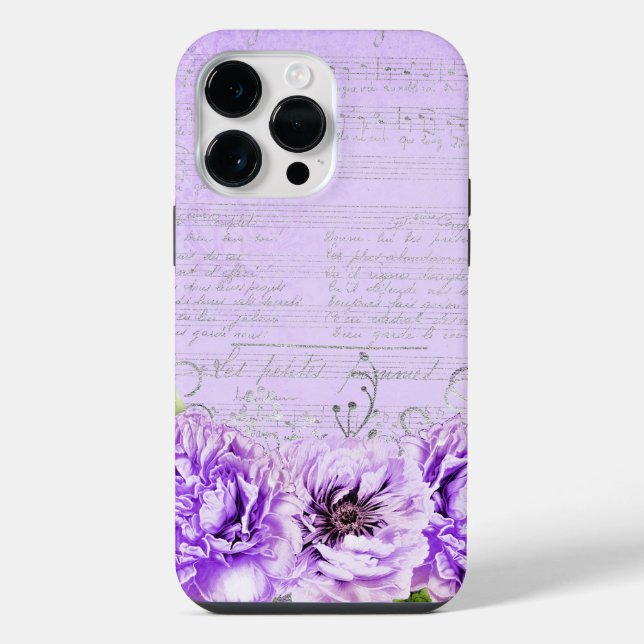 ANTIQUE AUSSICHTSKRIPT UND BLUME iPhone HÜLLE (Rückseite)