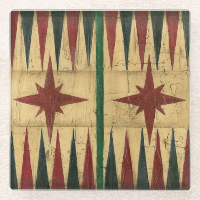 Antique Backgammon Game Board von Ethan Harper Glasuntersetzer (Vorderseite)