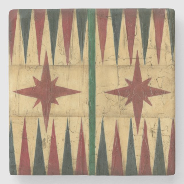 Antique Backgammon Game Board von Ethan Harper Steinuntersetzer (Vorderseite)