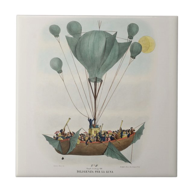 Antique Balloon Air Ship Artwork Fliese (Vorderseite)