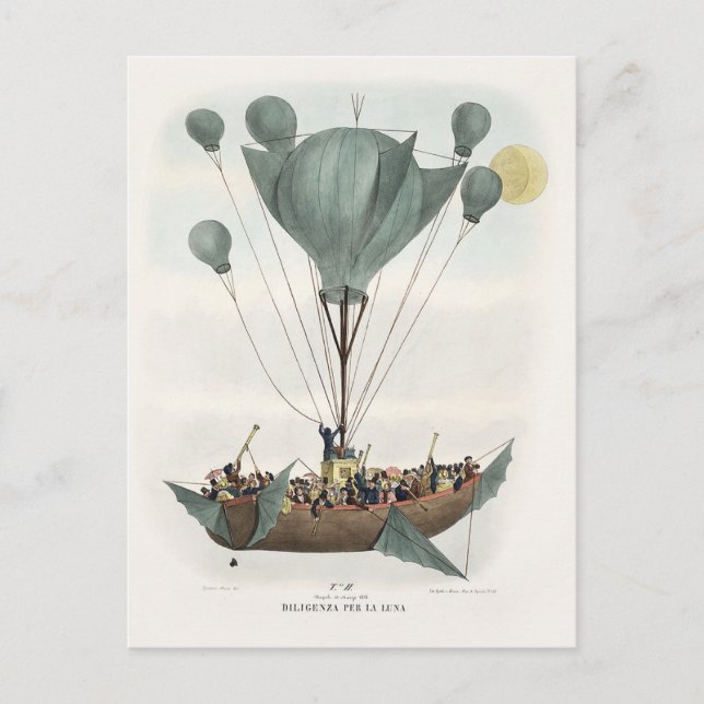 Antique Balloon Air Ship Artwork Postkarte (Vorderseite)