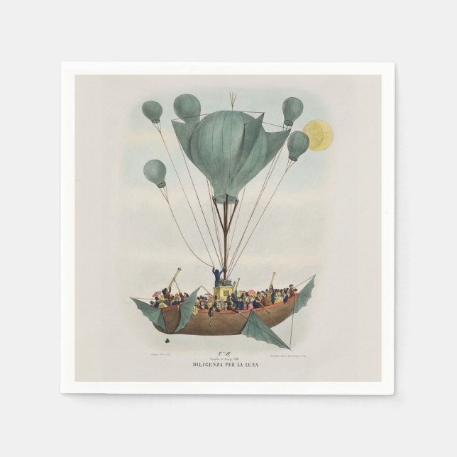 Antique Balloon Air Ship Artwork Serviette (Vorderseite)
