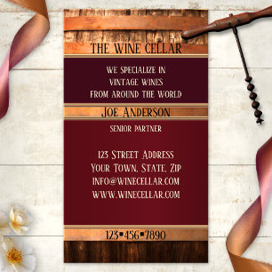Antique Barrel Rustic Wine Seller Business Card Visitenkarte