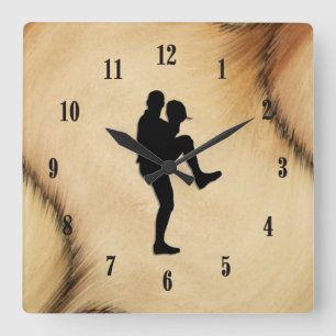 Antique Baseball Player Pitcher Windup Quadratische Wanduhr