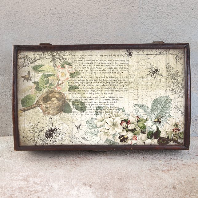 Antique Bee Botanical Ephemera Decoupage Seidenpapier (Von Creator hochgeladen)